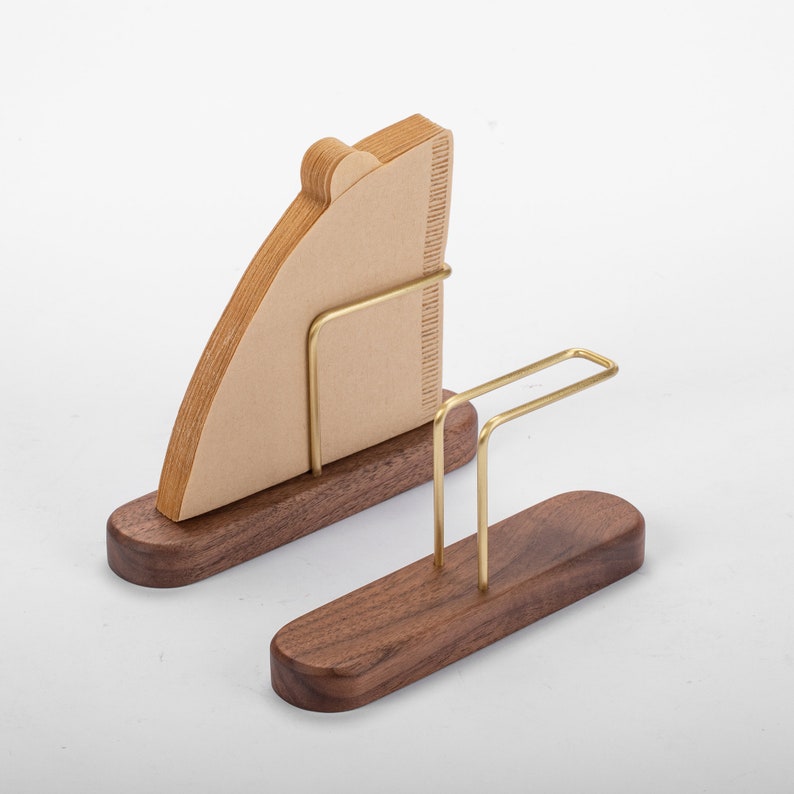 Walnut Brass Holder for Coffee Filters Paper Tabletop Etsy