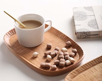 Walnut Wood Small Serving Tray,Cherry Hand Craved Coffee Plate,Wooden Cup Mat,Wood Coasters