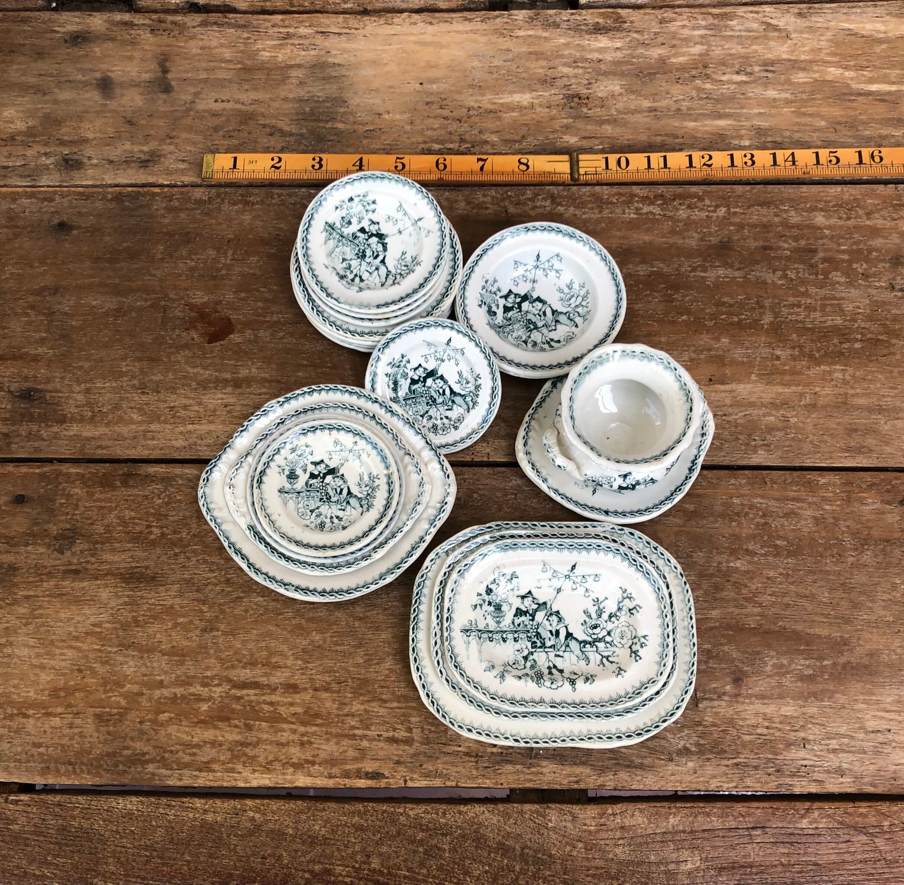 Antique Dolls House Tea Set 19 Pieces Miniatures Etsy