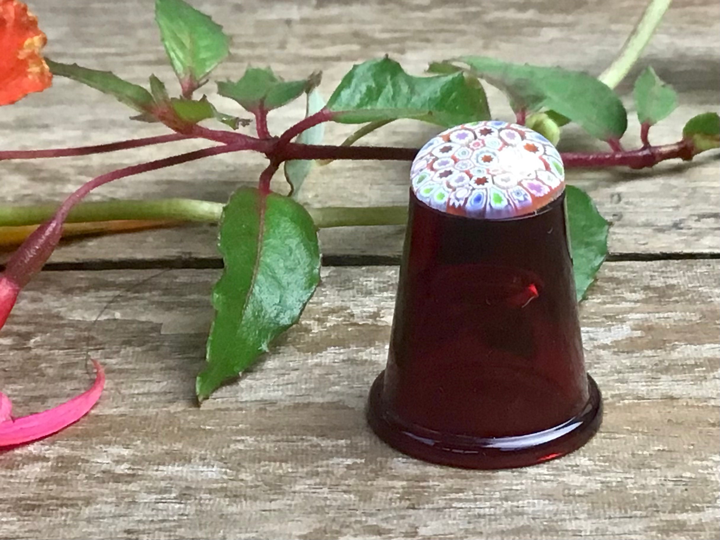 Caithness Glass or Murano Glass Thimble With an Intricate Millefiori