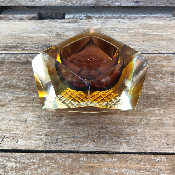 Murano Mandruzzato Midcentury Glass Ashtray Cased Glass