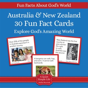 Carte con curiosità su Australia e Nuova Zelanda – Attività stampabile