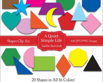 Shapes Clip Art – 16 Colors & 20 Shapes