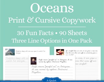 Oceans Copywork – Print & Cursive