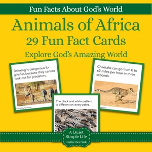 Cartes d'infos amusantes sur les animaux d'Afrique – Activité à imprimer