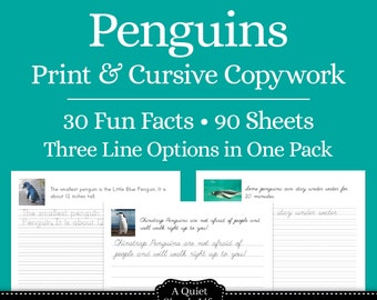 Penguins Copywork – Print & Cursive