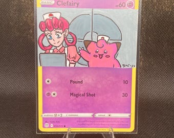 Handpainted clefairy card