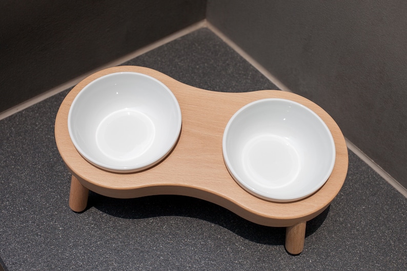 Elevated pet bowl, HEIGHT/TILTED CUSTOMIZABLE, 9oz2 , Minimalist design, the Peanut image 4