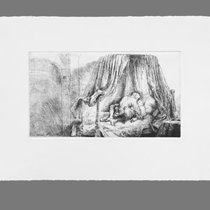 Rembrandt Etchings: “Het ledikant” or “Lit a la francaise”