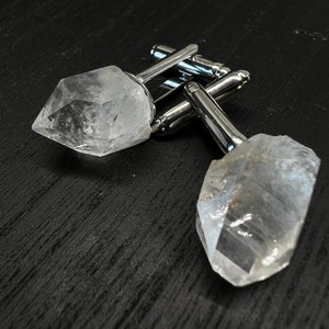 Raw Quartz Crystal Cufflinks: Ethically Sourced Groomsman Gift