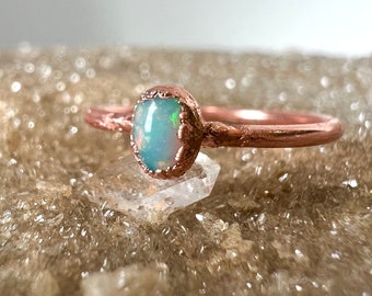 Dainty Opal Stacking Ring | Ethiopian Opal Ring | Ready to Ship | Made to Order | October Birthstone Ring