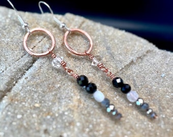 Herkimer Diamond Earrings | Long Crystal Earrings | Copper Chandelier Earrings | Ready to Ship