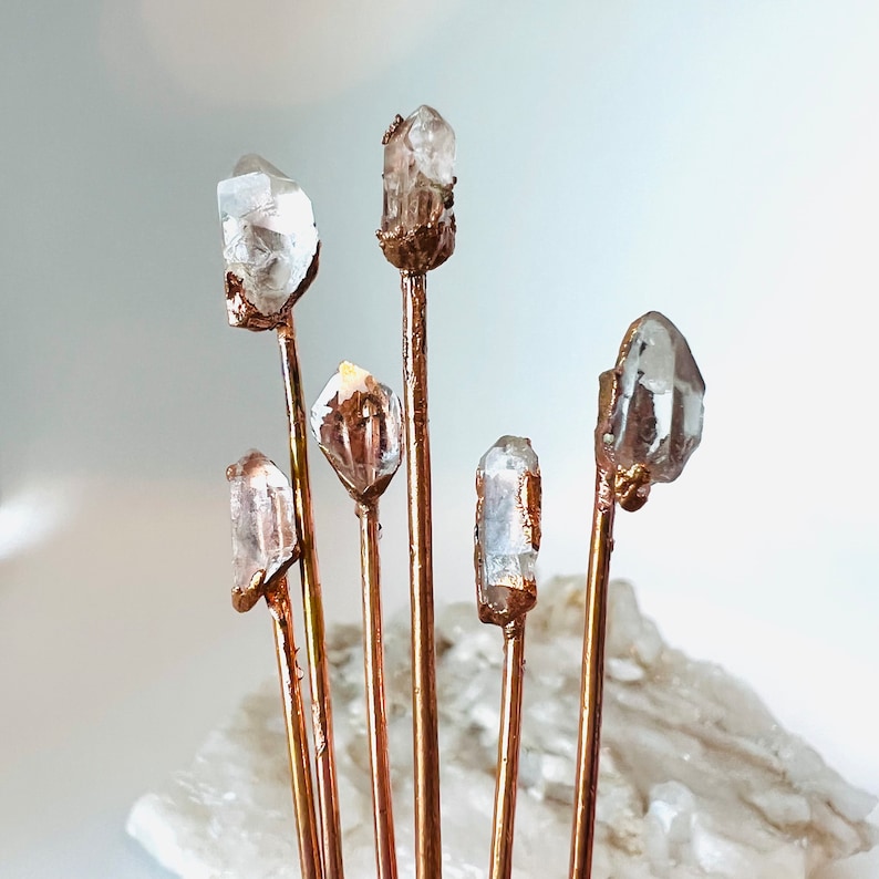 Dainty Raw Quartz Crystal Hair Stick Ready to Ship Boho Wedding Boho Crystal Hair Accessory Gift for Her image 1