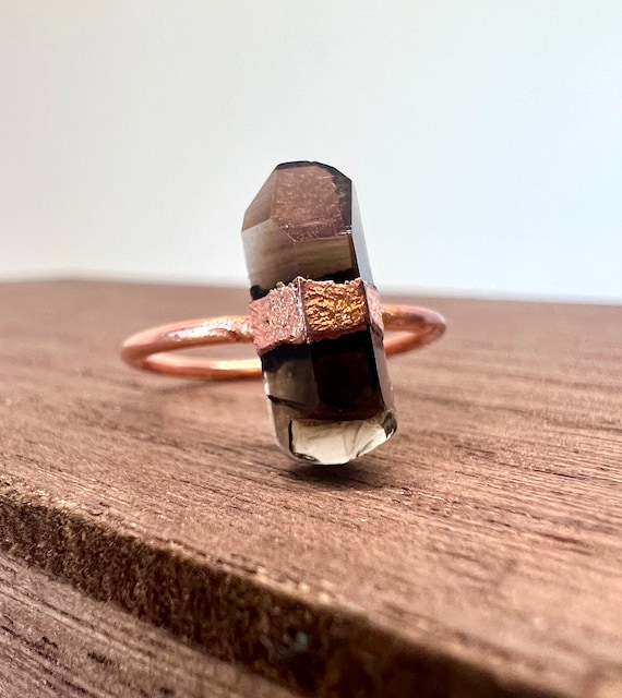 Raw Smoky Quartz Ring Smoky Quartz Point Ring Ready to Ship Made