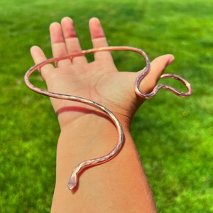 Hand Forged Copper Snake Torc: Adjustable Collar Necklace