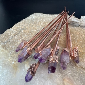 Dainty Raw Amethyst Crystal Hair Stick | Boho Wedding | Boho Amethyst Hair Accessory | Gift for Her