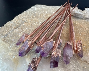 Dainty Raw Amethyst Crystal Hair Stick | Boho Wedding | Boho Amethyst Hair Accessory | Gift for Her