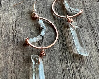 Moonstone Earrings | Raw Crystal Dangle Drop Earrings | Moon Earrings | Ready to Ship | June Birthstone | April Birthstone