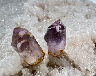 Raw Amethyst Stud Earrings | Boho Gemstone Earrings | Raw Crystal Earrings | Februrary Birthstone