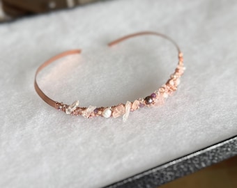 Handmade Rose Quartz Copper Torc | Gemstone Collar | Valentine Gift for Her | Ready to Ship | Love by Apollo