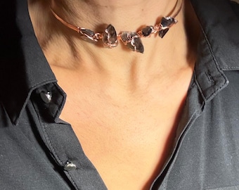 Smoky Quartz Copper Collar | Adjustable Handmade Copper Crystal Torc | Root Chakra Jewelry | Ready to Ship