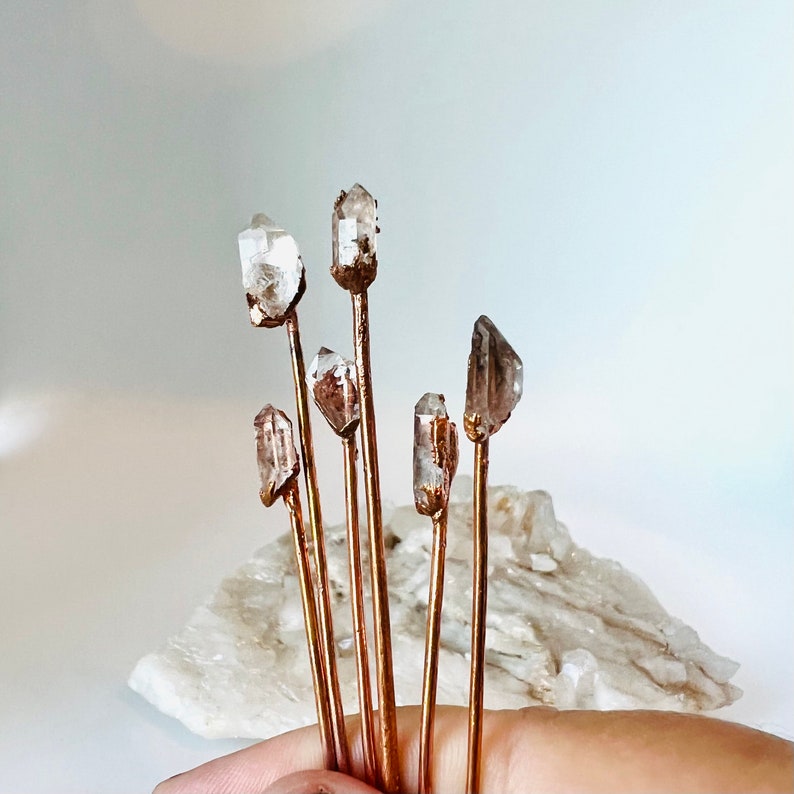 Dainty Raw Quartz Crystal Hair Stick Ready to Ship Boho Wedding Boho Crystal Hair Accessory Gift for Her image 2