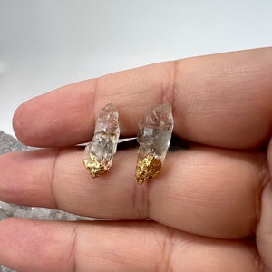 Raw Crystal Stud Earrings Boho Gemstone Earrings Raw Crystal Earrings April Birthstone Stud Earrings image 4