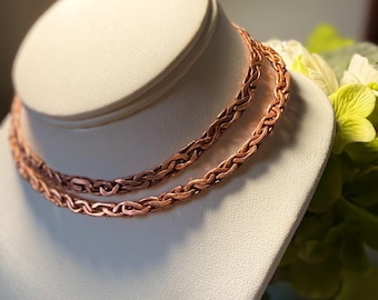 Woven Braid Copper Torc Necklace | Viking Inspired Warrior Collar | Hand Braided Adjustable Copper Necklace