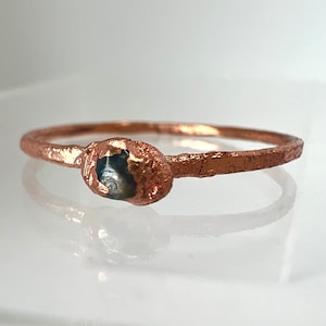 Electroformed Raw Sapphire Ring: Ethically Sourced Copper Stacking Ring