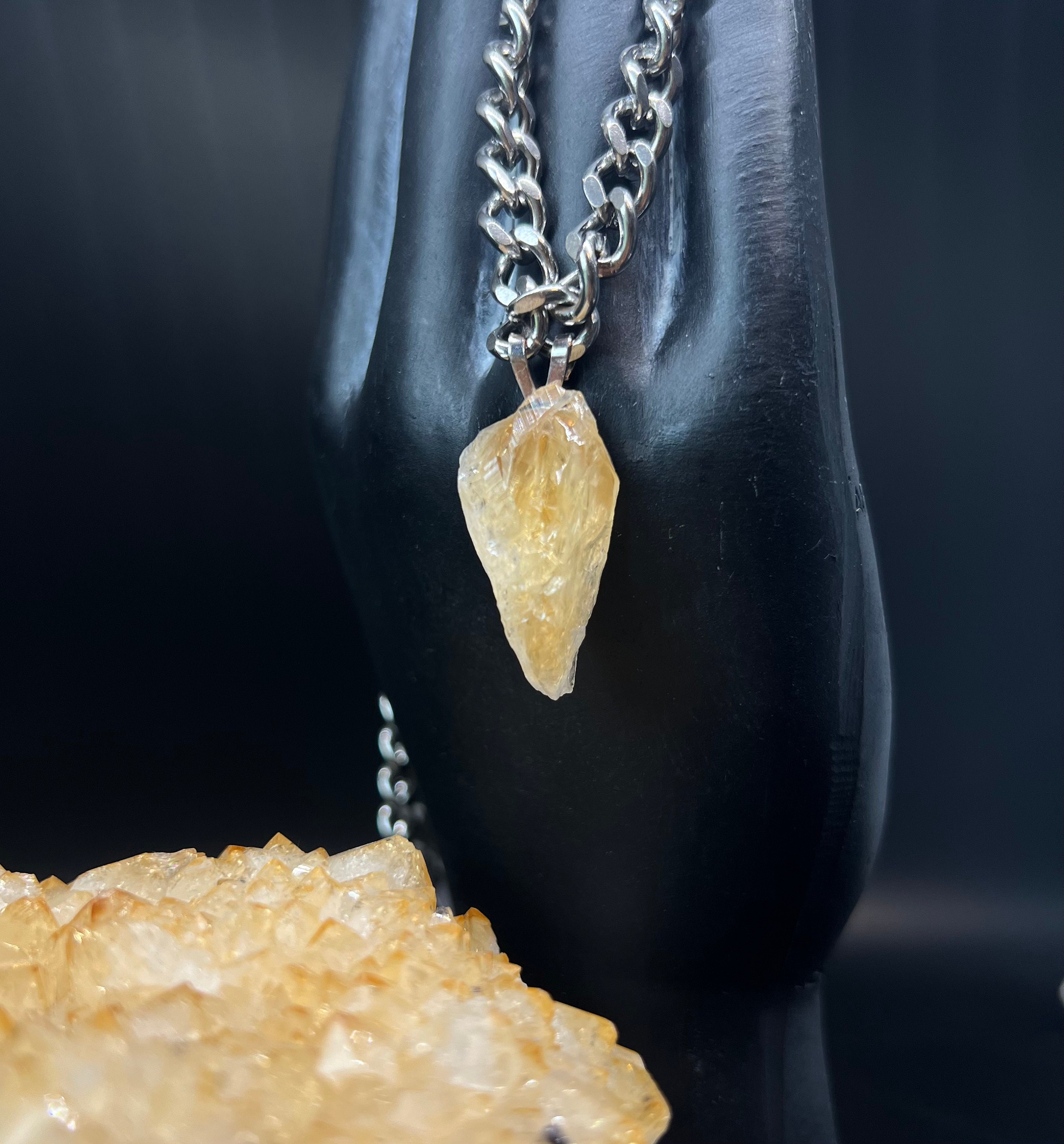 Citrine Necklace for Men Chain Necklace for Him Crystal Etsy