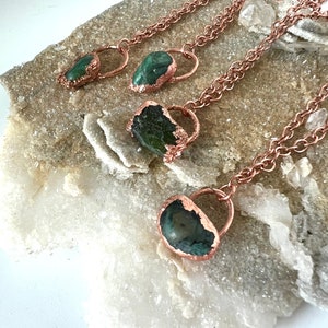 Electroformed Copper Raw Emerald Necklace - May Birthstone