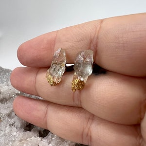 Raw Crystal Stud Earrings Boho Gemstone Earrings Raw Crystal Earrings April Birthstone Stud Earrings image 5