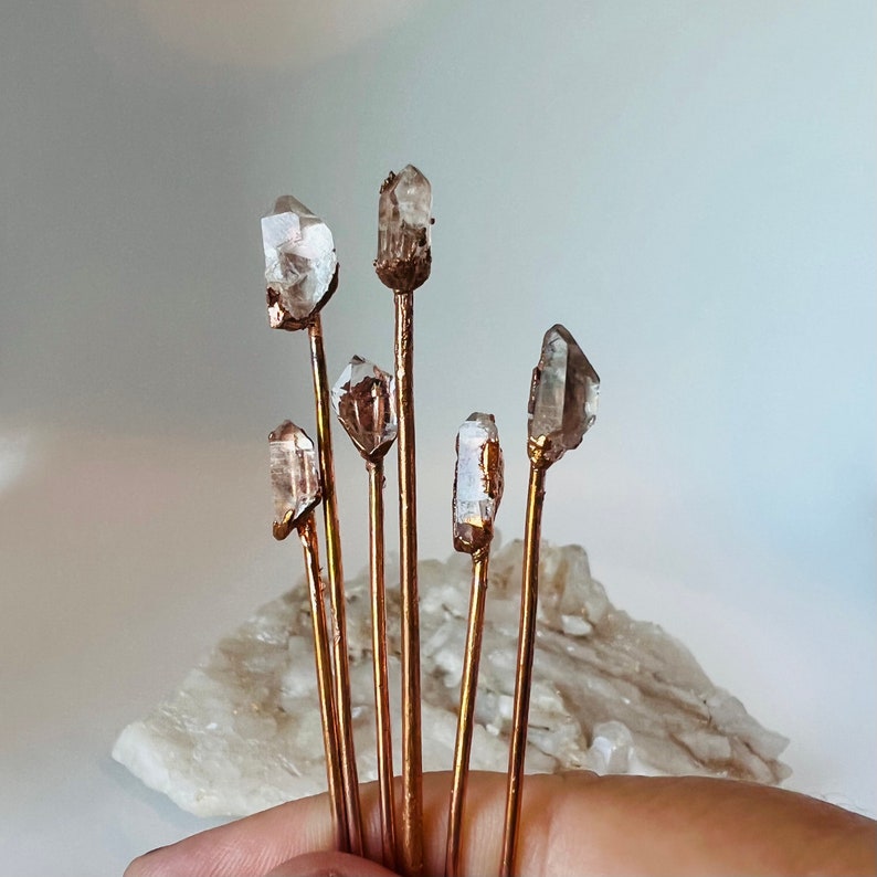 Dainty Raw Quartz Crystal Hair Stick Ready to Ship Boho Wedding Boho Crystal Hair Accessory Gift for Her image 4