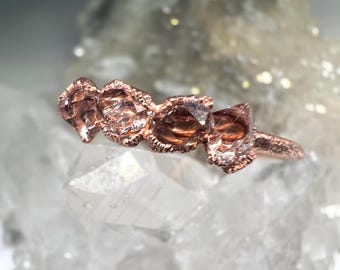 Herkimer Diamond Ring: Electroformed Copper Stacking Band