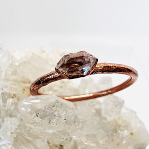 Custom Dainty Herkimer Solitaire Ring | East to West | Electroformed Ring | Bohemian Stacking Ring |  Ethically Sourced Jewelry