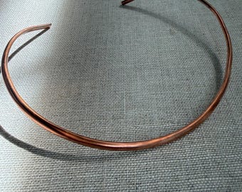 Handmade Half Round Solid Copper Torc: Adjustable Boho Choker Necklace