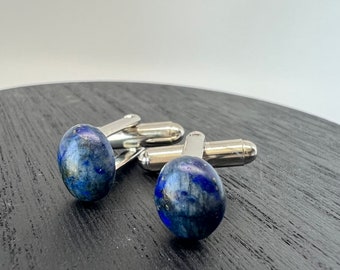 Lapis Lazuli Cufflinks | Natural Lapis Cuff Links Gift for Him | Groomsman Gift