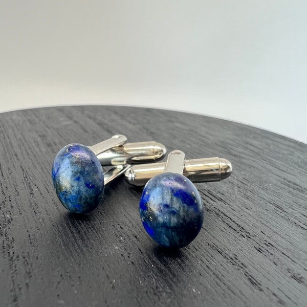 Lapis Lazuli Cufflinks | Natural Lapis Cuff Links Gift for Him | Groomsman Gift