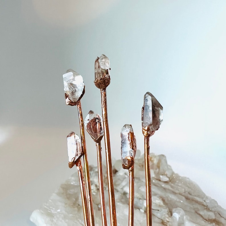 Dainty Raw Quartz Crystal Hair Stick Ready to Ship Boho Wedding Boho Crystal Hair Accessory Gift for Her image 3