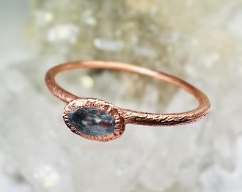 Dainty Blue Topaz Ring: Electroformed Copper December Birthstone