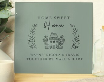 Personalised HOME Glass Chopping Board/Worktop Saver