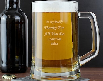 Engraved Personalised Glass Pint Stern Tankard