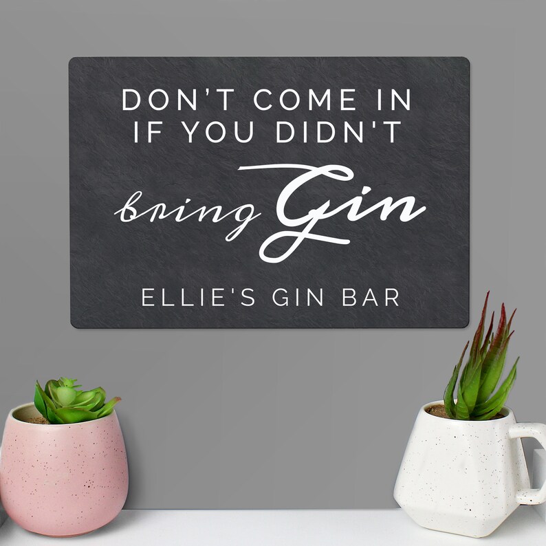 Personalised Gin Metal Sign Garden Bar Summer House Etsy