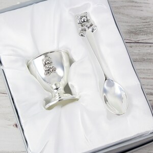 Personalised Silver Egg Cup & Spoon, Engraved Gift Set, Christening, New Baby, Birthdays, Baptism, Keepsake, Boy or Girl image 6