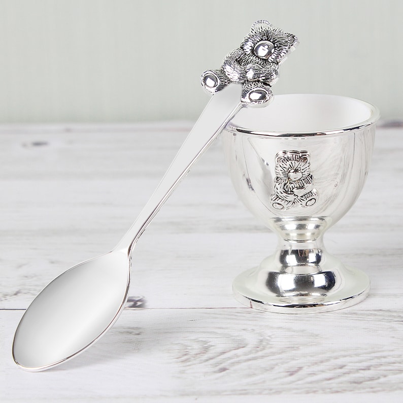 Personalised Silver Egg Cup & Spoon, Engraved Gift Set, Christening, New Baby, Birthdays, Baptism, Keepsake, Boy or Girl image 5