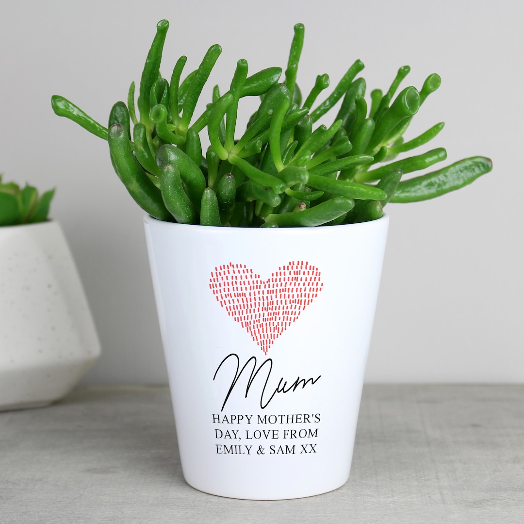 Personalised Heart Ceramic Plant Pot Vase Mother's Day, Gift for Her - Etsy