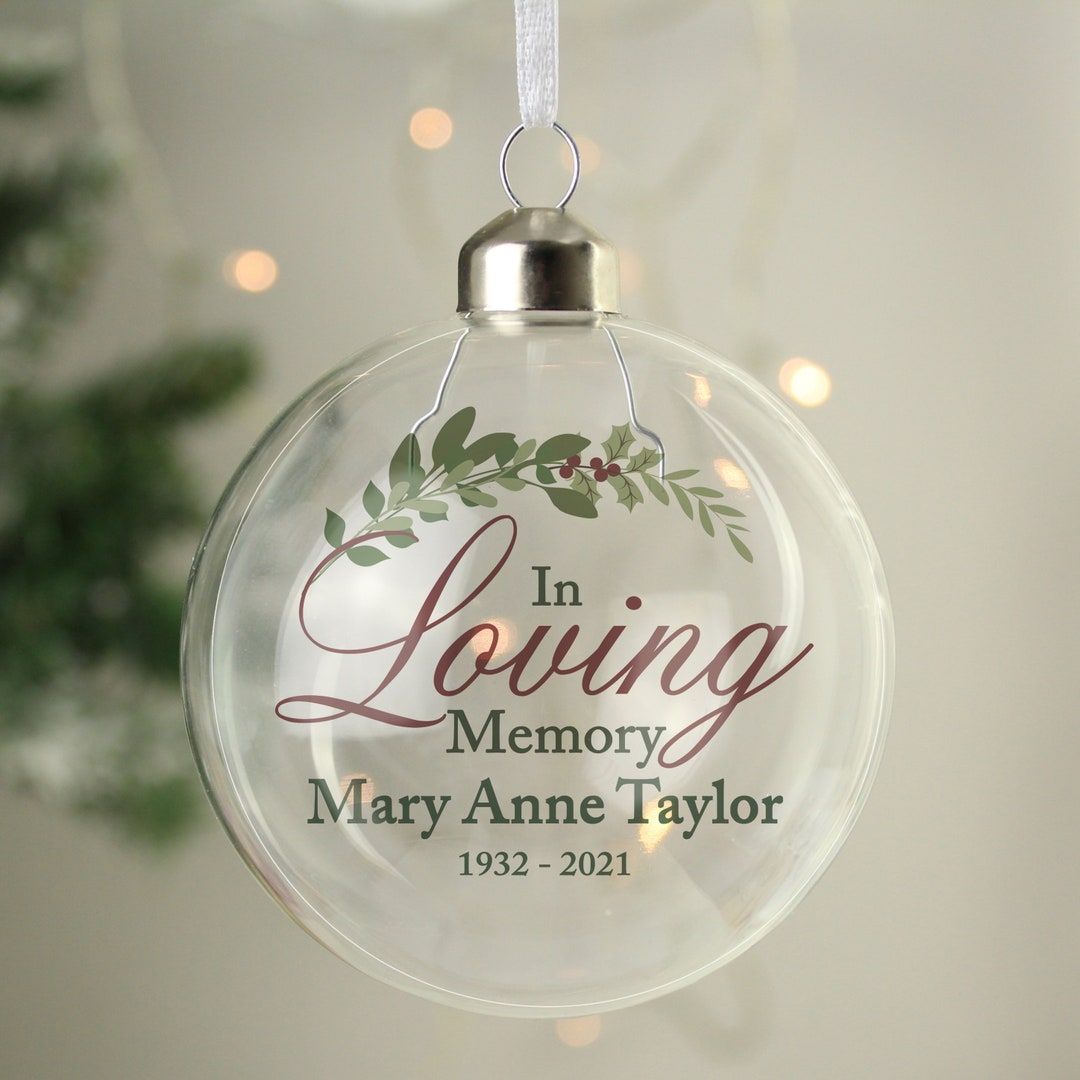 Personalised in Loving Memory Glass Bauble Sentiments Xmas Etsy