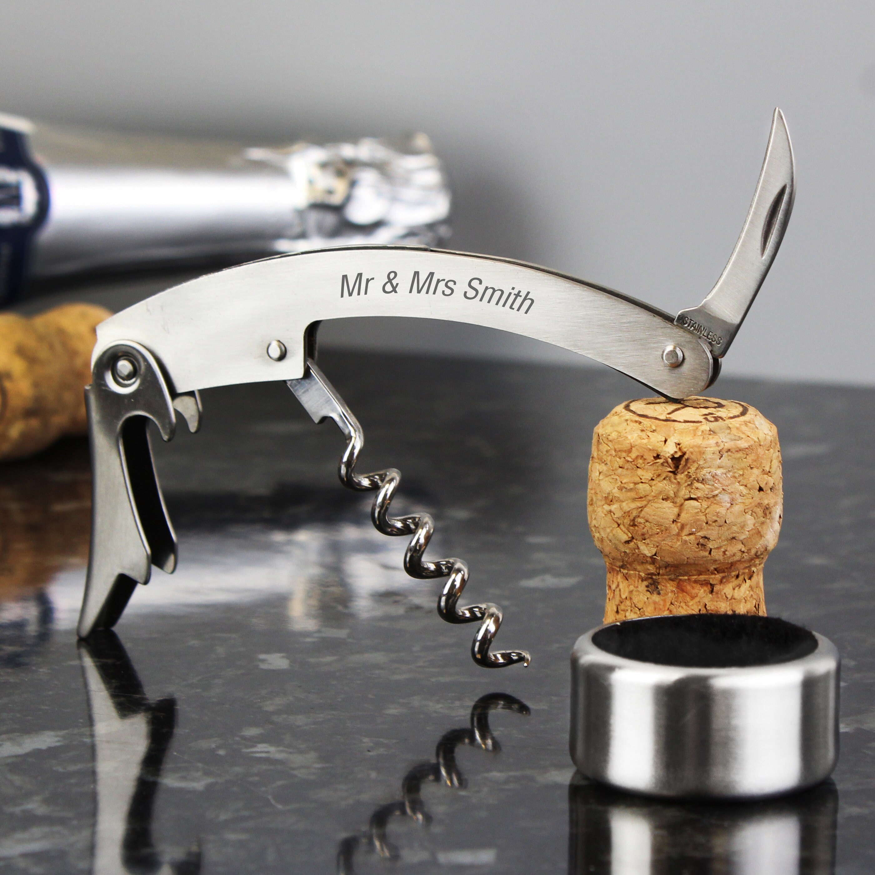 Personalised Corkscrew Bottle Opener Foil Cutter Blade & Etsy