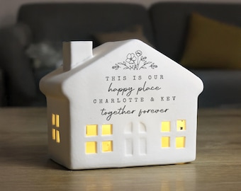 Personalised Floral LED House: Christmas Decoration, New Home Gift