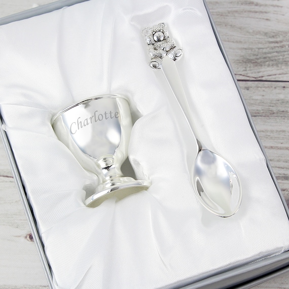 Silver Baby Cup and Baby Spoon Gift Set